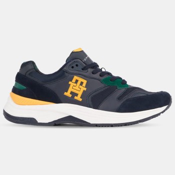 Tommy Hilfiger - Baskets running en Cuir Modern Prep bleu marine/jaune - 04 -4984510