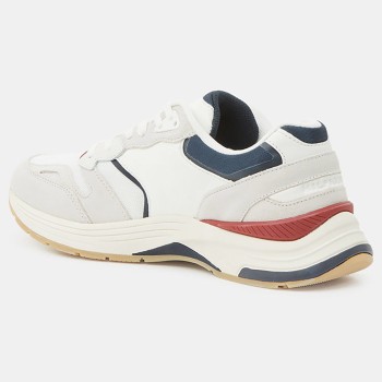 Tommy Hilfiger - Baskets running en Cuir Modern Prep écru/marine/rouge - 04 -4984501