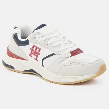 Tommy Hilfiger - Baskets running en Cuir Modern Prep écru/marine/rouge - 04 -4984501