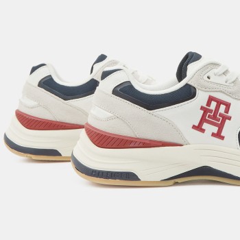 Tommy Hilfiger - Baskets running en Cuir Modern Prep écru/marine/rouge - 04 -4984501