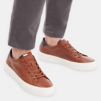 Tommy Hilfiger - Baskets en Cuir Vulc Prem cognac - 04 -4785751