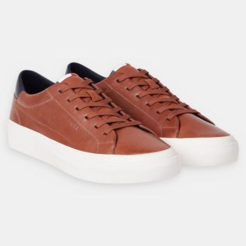 Tommy Hilfiger - Baskets en Cuir Vulc Prem cognac - 04 -4785751