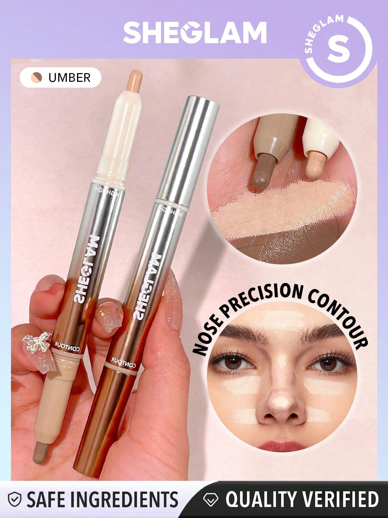 SHEGLAM Stylo contour et highlight pour le nez 2 en 2 Fine Line-Umber - 30529270