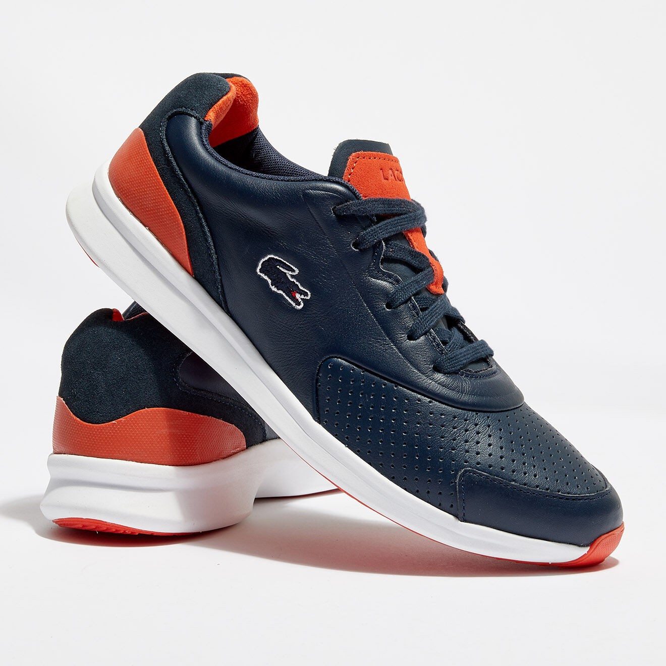 Lacoste - Baskets en Cuir Ltr.01 317 1 bleu marine/rouge - 04 -2476982