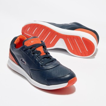 Lacoste - Baskets en Cuir Ltr.01 317 1 bleu marine/rouge - 04 -2476982