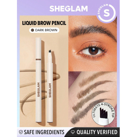 SHEGLAM Crayon À Sourcils Liquide Feather Better - Brun Foncé, Stylo À Sourcils Durable À L'épreuve Des Bavures Et À L'épreuve De L'eau Pour Des Sourcils Naturellement Plus Complets - 2641164