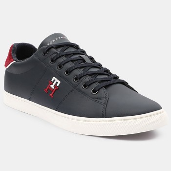 Tommy Hilfiger - Baskets en Cuir monogram bleu marine - 04 -4984489