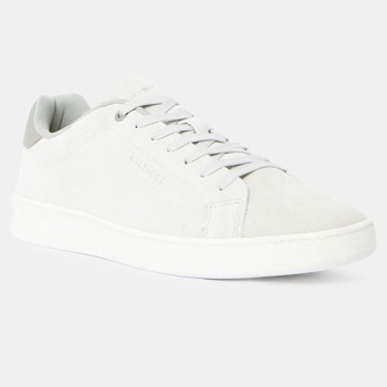 Tommy Hilfiger - Baskets en Velours de Cuir Retro Court grises - 04 -4785763