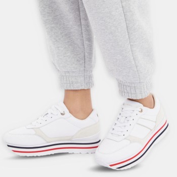 Tommy Hilfiger - Baskets running en Cuir Plateforme rayures blanches - 04 -4785130