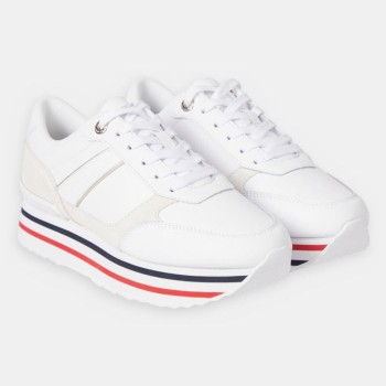 Tommy Hilfiger - Baskets running en Cuir Plateforme rayures blanches - 04 -4785130