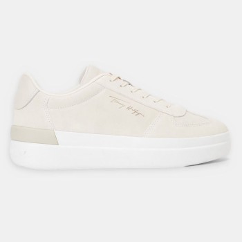 Tommy Hilfiger - Baskets en Velours de Cuir Signature beiges - 04 -4785034