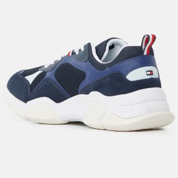 Tommy Hilfiger - Baskets en Mesh & Velours de Cuir Chunky Material Mix bleu marine - 04 -3641981