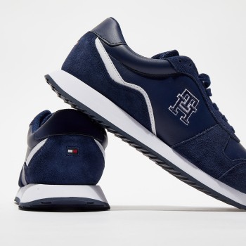 Tommy Hilfiger - Baskets en Cuir Running Evo bleu marine - 04 -4984543