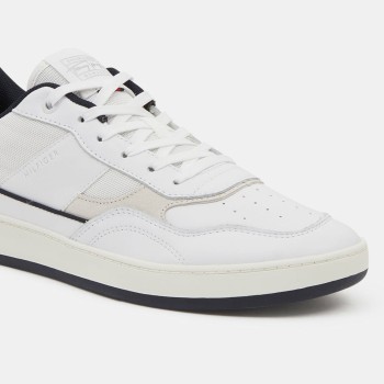 Tommy Hilfiger - Baskets en Cuir Retro Court Mix blanc/bleu - 04 -4785658