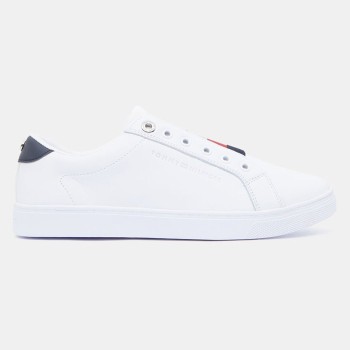 Tommy Hilfiger - Baskets en Cuir Elastic Slip On blanches - 04 -4785127