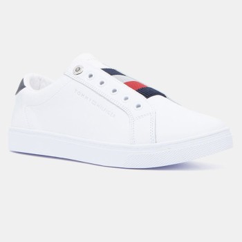 Tommy Hilfiger - Baskets en Cuir Elastic Slip On blanches - 04 -4785127