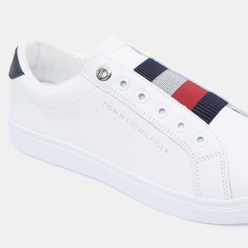 Tommy Hilfiger - Baskets en Cuir Elastic Slip On blanches - 04 -4785127