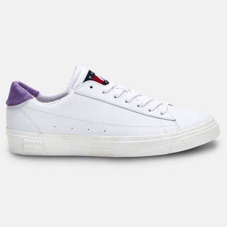 Tommy Jeans - Baskets en Cuir blanc/violet - 04 -4543184