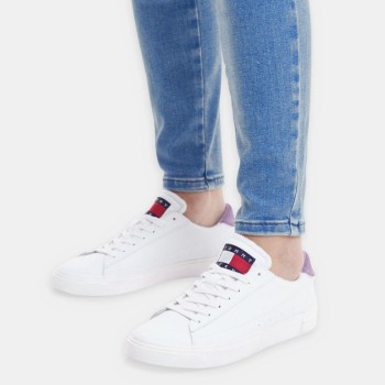 Tommy Jeans - Baskets en Cuir blanc/violet - 04 -4543184