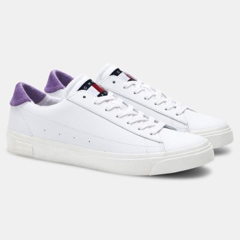 Tommy Jeans - Baskets en Cuir blanc/violet - 04 -4543184