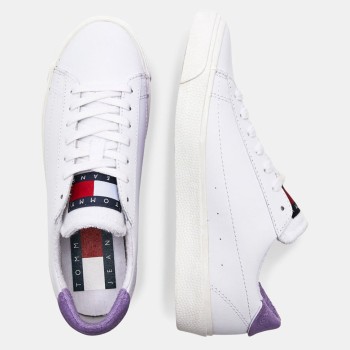 Tommy Jeans - Baskets en Cuir blanc/violet - 04 -4543184