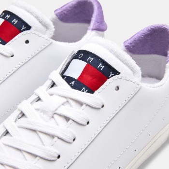 Tommy Jeans - Baskets en Cuir blanc/violet - 04 -4543184