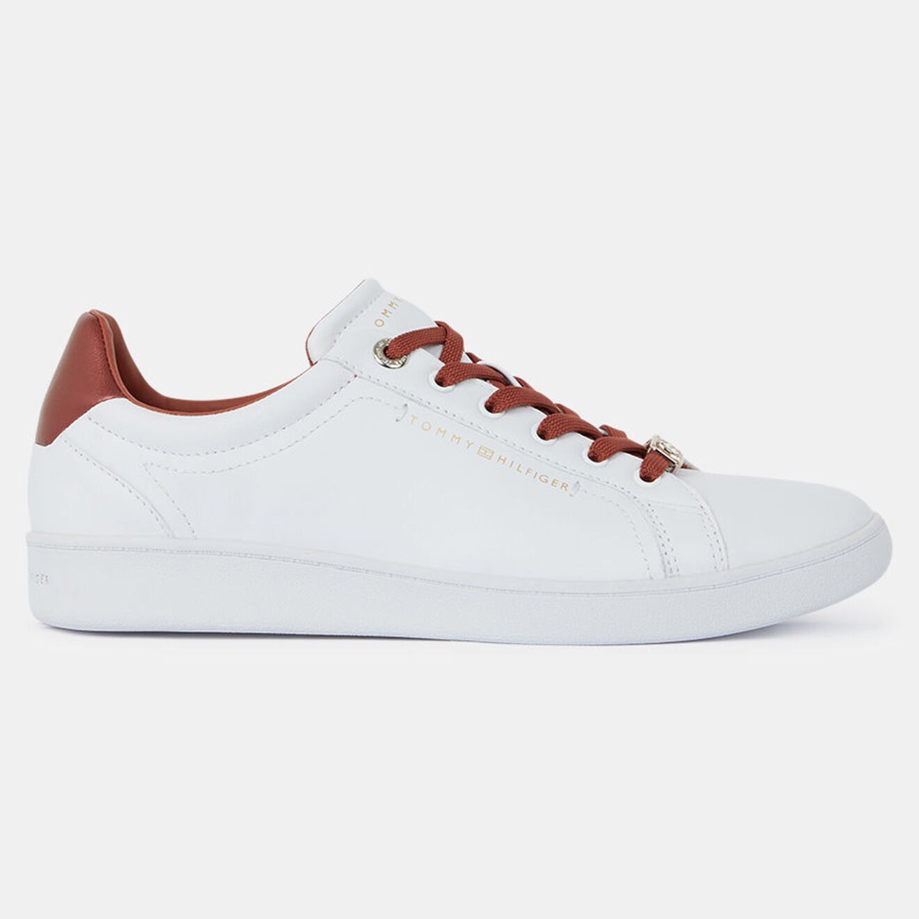 Tommy Hilfiger - Baskets en Cuir Court blanc/cuivre - 04 -4543172