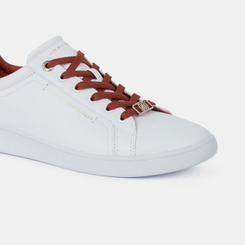 Tommy Hilfiger - Baskets en Cuir Court blanc/cuivre - 04 -4543172