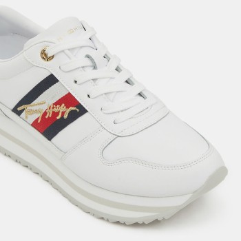 Tommy Hilfiger - Baskets running compensées en Cuir Sig blanches - 04 -4336997