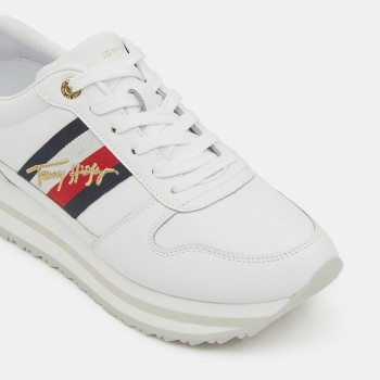 Tommy Hilfiger - Baskets running compensées en Cuir Sig blanches - 04 -4336997