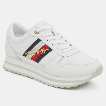 Tommy Hilfiger - Baskets running compensées en Cuir Sig blanches - 04 -4336997