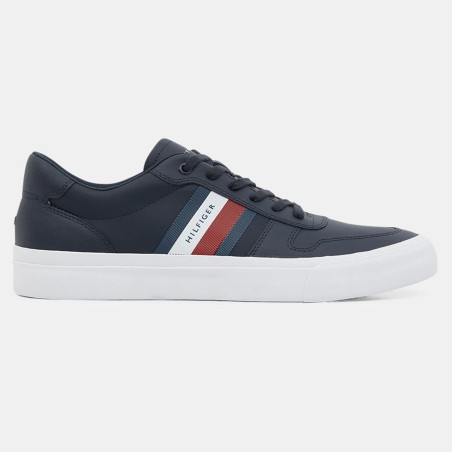 Tommy Hilfiger - Baskets en Cuir Rayures bleu marine - 04 -4336838