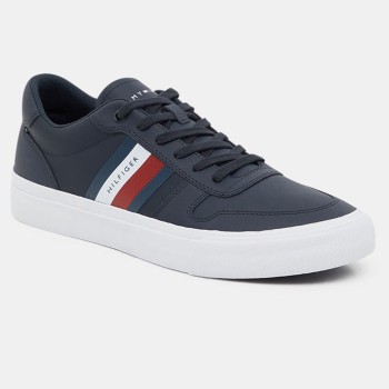 Tommy Hilfiger - Baskets en Cuir Rayures bleu marine - 04 -4336838