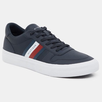 Tommy Hilfiger - Baskets en Cuir Rayures bleu marine - 04 -4336838