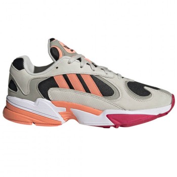 Adidas - Baskets en Velours de Cuir & Mesh Yung-1 gris/noir/orange - 04 -3480302