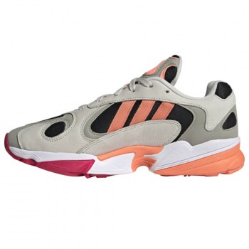 Adidas - Baskets en Velours de Cuir & Mesh Yung-1 gris/noir/orange - 04 -3480302