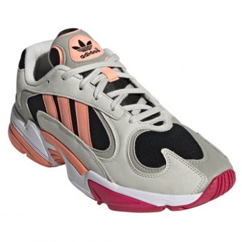 Adidas - Baskets en Velours de Cuir & Mesh Yung-1 gris/noir/orange - 04 -3480302