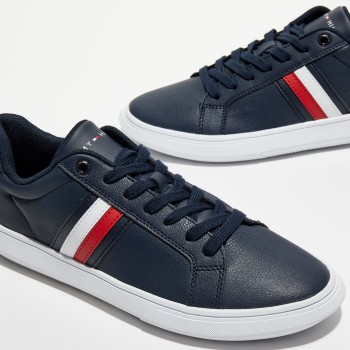 Tommy Hilfiger - Baskets en Cuir Corporate Cupsole bleu marine - 04 -4785736