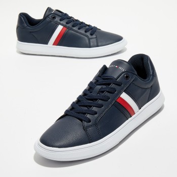 Tommy Hilfiger - Baskets en Cuir Corporate Cupsole bleu marine - 04 -4785736