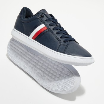 Tommy Hilfiger - Baskets en Cuir Corporate Cupsole bleu marine - 04 -4785736