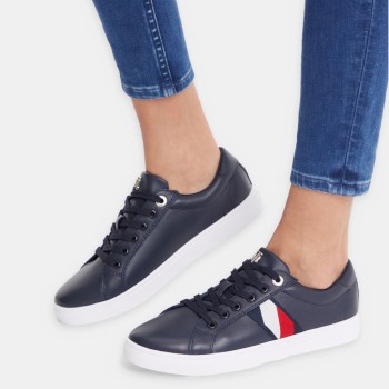 Tommy Hilfiger - Baskets en Cuir Corporate Cupsole bleu marine - 04 -4785175