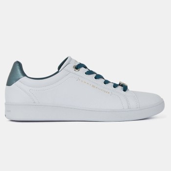 Tommy Hilfiger - Baskets en Cuir Court blanc/bleu - 04 -4543169