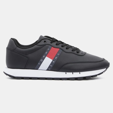 Tommy Jeans - Baskets running en Cuir Mix noires - 04 -4542968