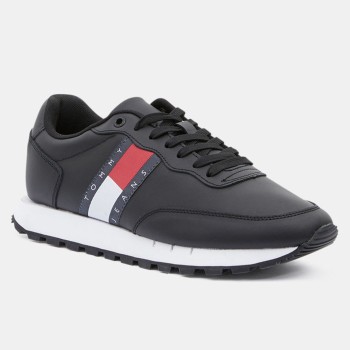 Tommy Jeans - Baskets running en Cuir Mix noires - 04 -4542968