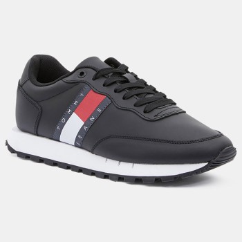 Tommy Jeans - Baskets running en Cuir Mix noires - 04 -4542968