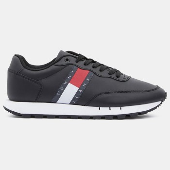 Tommy Jeans - Baskets running en Cuir Mix noires - 04 -4542968