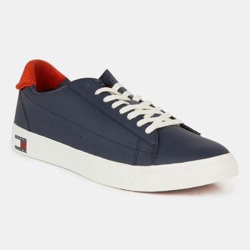 Tommy Jeans - Baskets en Cuir Low Cut bleu marine - 04 -4542962