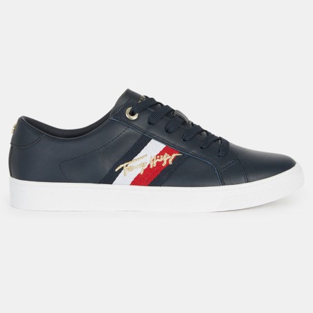 Tommy Hilfiger - Baskets en Cuir Signature Cupsole bleu marine - 04 -4336988