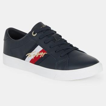 Tommy Hilfiger - Baskets en Cuir Signature Cupsole bleu marine - 04 -4336988