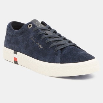 Tommy Hilfiger - Baskets en Velours de Cuir Corporate bleu marine - 04 -4336850